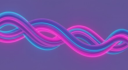 Dynamic Intertwined Glowing Abstract Lines in Vibrant Pink and Blue, Creating a Futuristic Digital Flow Design and Energy Wave Background