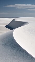 Dramatic White Desert Curved Sand Dunes With Snowy Background