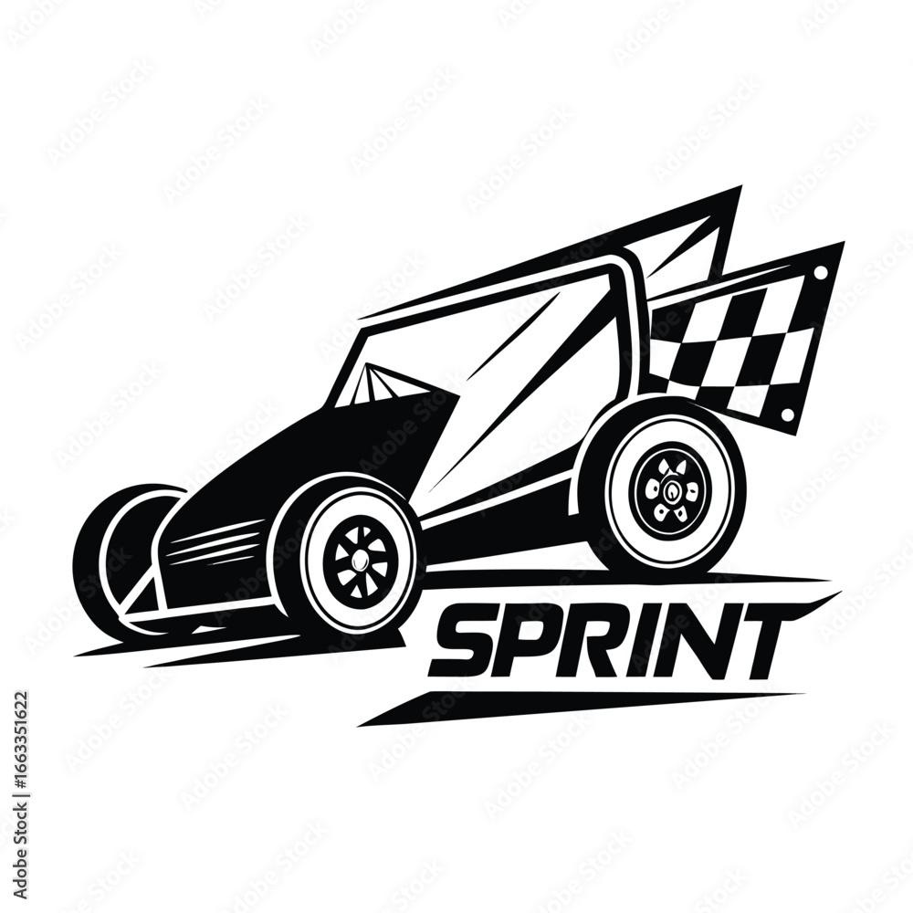 Poster isolated vector logo of a unique single sprint car.