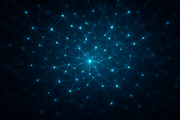 &ldquo;Neural Network Visualization &ndash; Glowing Blue Nodes and Data Connections on Dark Background&rdquo;