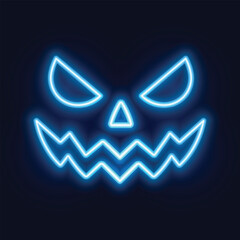 Obraz premium Vector Jack O Lantern Face Halloween Element With Neon Style