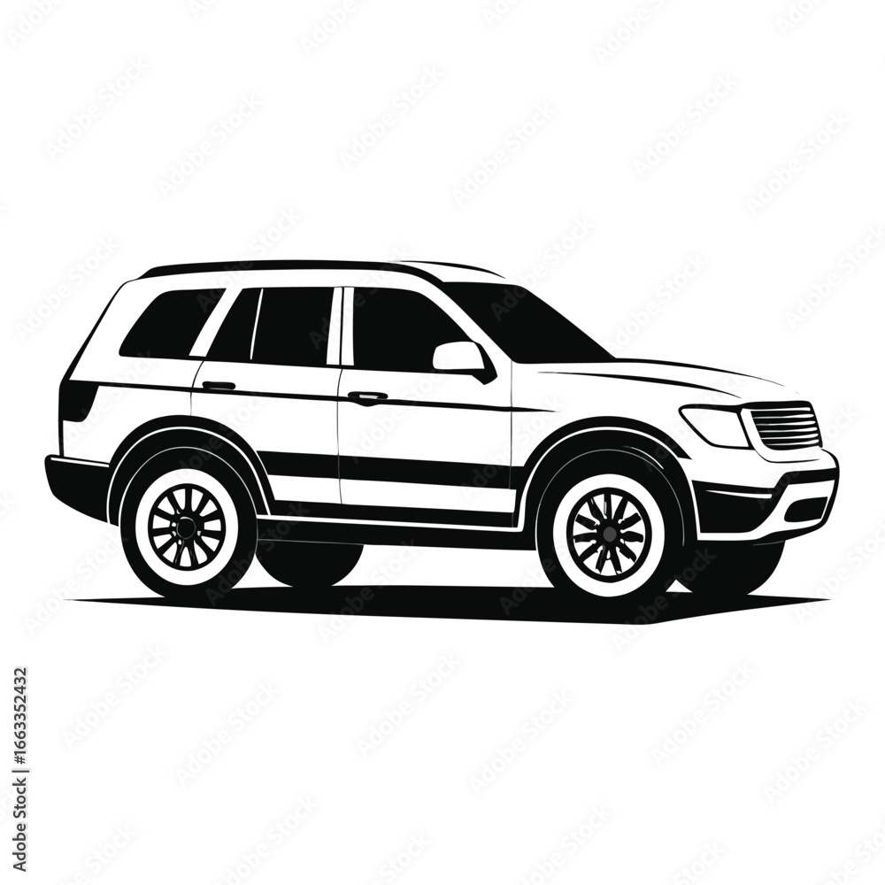 Poster isolated vector side profile of a unique suv.