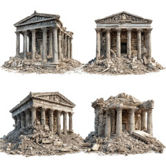 Fototapeta premium Two ancient temple ruins, digitally rendered