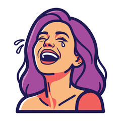 Radiant Laughter: A vibrant illustration captures the pure joy of laughter, tears of mirth streaming down her face. Her expressive features convey infectious glee and happiness. 