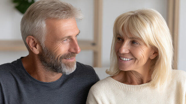 elderly couple gazes tenderly into each other eyes encapsulating serene moment of love