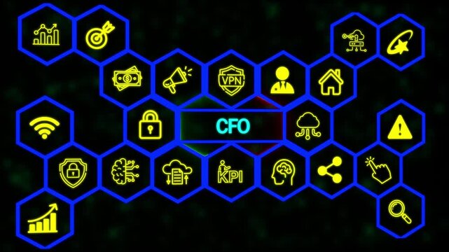 Business, Technology, Internet and network concept. virtual screen of the future and sees the inscription: CFO