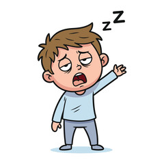 Tired Kid: A charming illustration depicts a sleepy child with heavy eyelids and a yawn, radiating exhaustion.