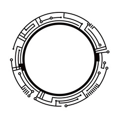 Futuristic Circle silhouette black and white vector with white background
