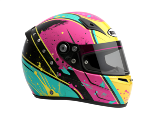 Vibrant Racing Helmet with Colorful Stripes