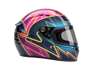 Vibrant Racing Helmet with Colorful Stripes
