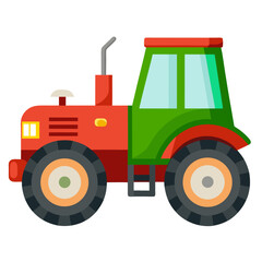 red tractor isolated on white