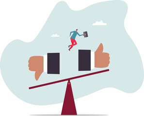 Obraz premium Demerit and merit evaluation, advantage and disadvantage in comparison, performance assessment, manager evaluation,about a man and his life.