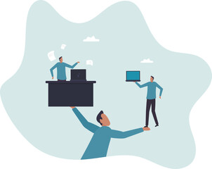 Side job or side hustle to make money, decision or balance between gig economy and main office work, freelancer or salary man routine.about a man and his life.