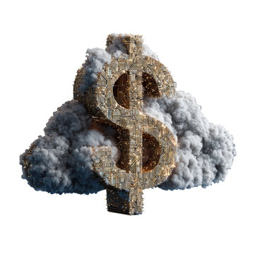 Golden dollar sign inside a cloud