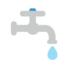 蛇口と水滴のベクターイラスト：水道・水 - Faucet and Water Droplet Vector Illustration: Water Supply and Water