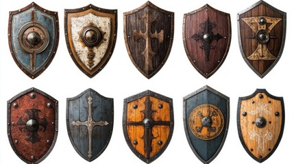 pictures of some antique shields from the ancient kingdom era