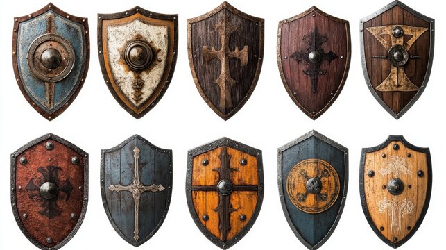 pictures of some antique shields from the ancient kingdom era