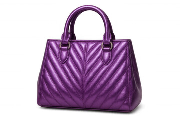 Naklejka premium Elegant purple handbag with chevron pattern, isolated on transparent background, perfect for fashion and retail projects