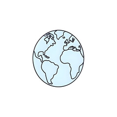 Simple Light Blue Earth Globe Illustration: Global Concepts & Design Element