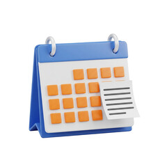 3D Stylized Desk Calendar with Blue Frame and Orange Date Blocks
