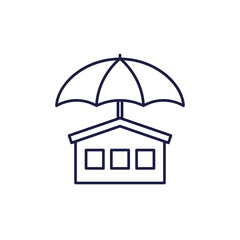 Home insurance line icon with umbrella