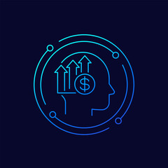 money thinking icon in linear design