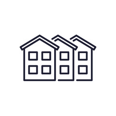 neighborhood line icon with townhouses