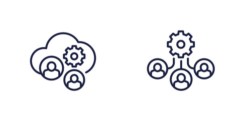 process user data in a cloud line icons