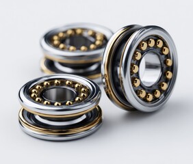 Obraz premium Three metallic bearings, close-up