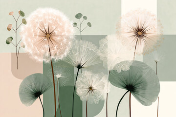 Décor floral avec pissenlit et fleurs sauvages