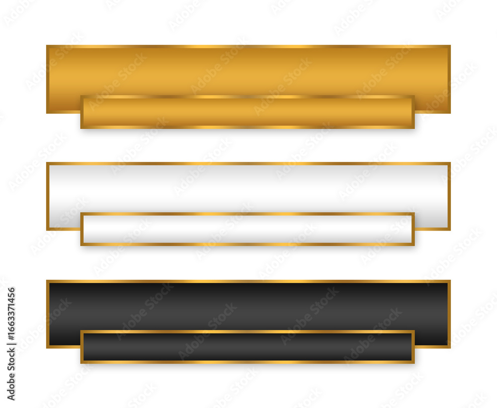 Poster modern text box blank silver gold element, gold frame text box element design template transparent p
