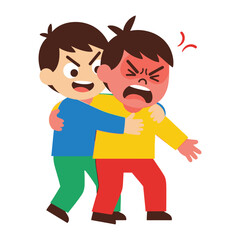 Bullying incident: A vivid illustration depicting a bullying scenario. One child menacingly grips another, encapsulating aggression and emotional distress.