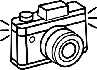 Camera with Flash Vector Illustration Professional Photography Equipment, Camera with Flash Vector, DSLR Camera with Flash Illustration, Photography Equipment Icon