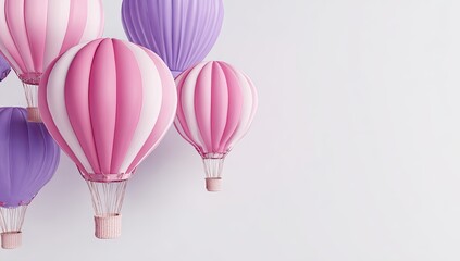Pastel hot air balloons against a neutral backdrop