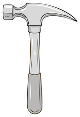 Illustration of a claw hammer tool with a handle, isolated handyman equipment