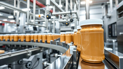 Automatic jar peanut butter production line in factory