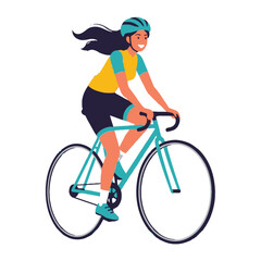 Fototapeta premium Bike Ride: A vibrant illustration captures a smiling individual joyfully riding a bicycle, embodying the spirit of outdoor recreation and personal fitness.