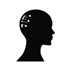 Silhouette of human head with circuits inside symbolizing ai technology and innovation silhouette