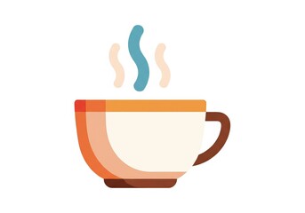 Hot cup of coffee and tea with steam illustration