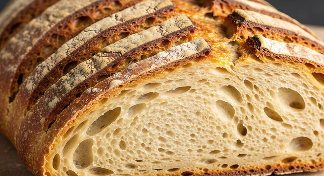 Close-up of Sliced Sourdough Bread