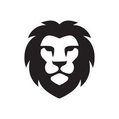 Obraz premium Bold black lion head silhouette emblem for strong branding and identity silhouette