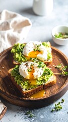 Avocado toast with poached eggs