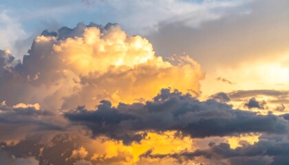 Dramatic clouds illuminated by the setting sun.