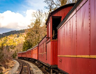 Obraz premium Vintage train winding through mountains
