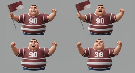 Cartoon character celebrating sports victory
