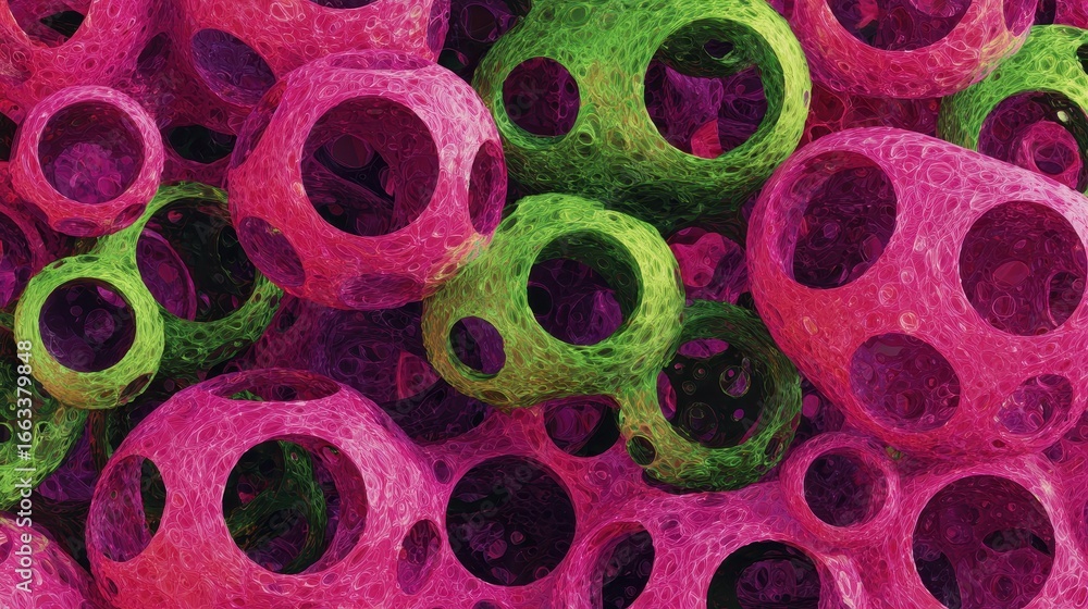 Aufkleber colorful abstract shapes resembling cellular structures create a vibrant visual experience