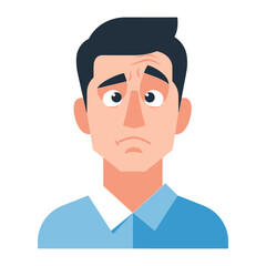 Melancholy Man Portrait: A dejected illustration of a man, conveying a sense of melancholy and sadness.