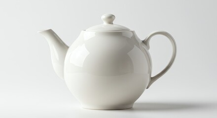 White ceramic teapot with transparent background