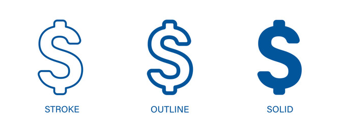 Money icon with editable stroke, outline and solid styles. Finance concept icon.