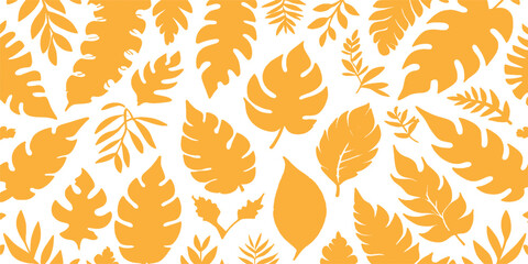 Vector tropical and seasonal leaves minimal flat design